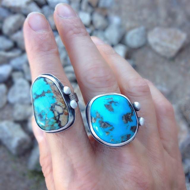 Bisbee turquoise and Morenci turquoise rings