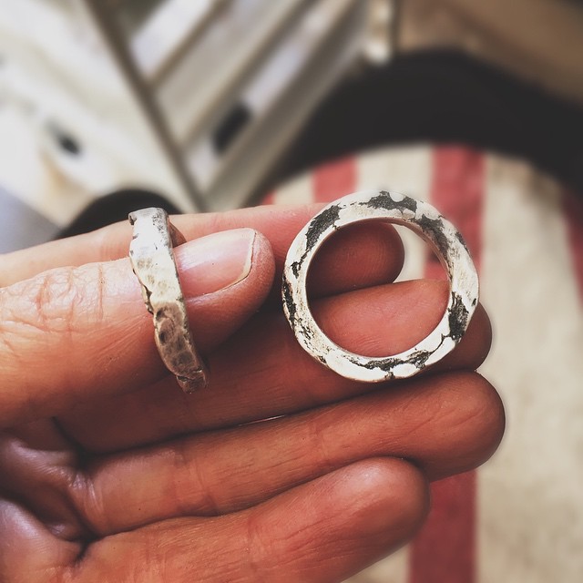 hand forged sterling silver bands