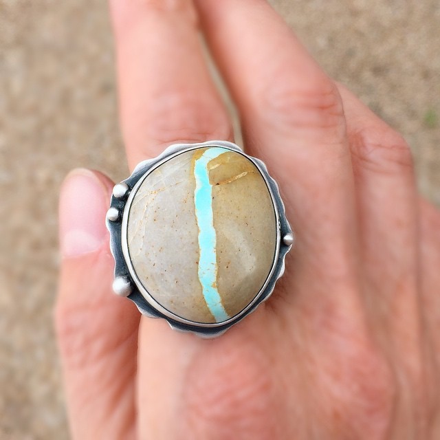 Sterling silver ring with Royston turquoise
