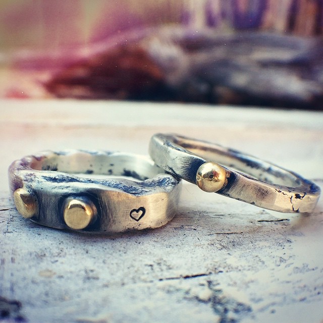 handmade silver and gold rings