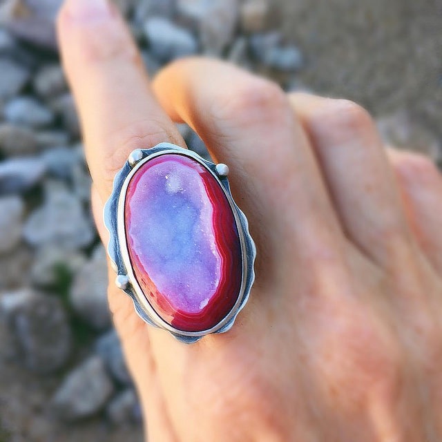 red druzy stone ring custom order