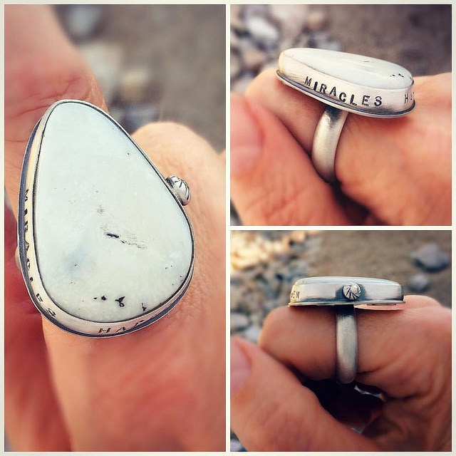 white buffalo turquoise ring by sisters of the sun