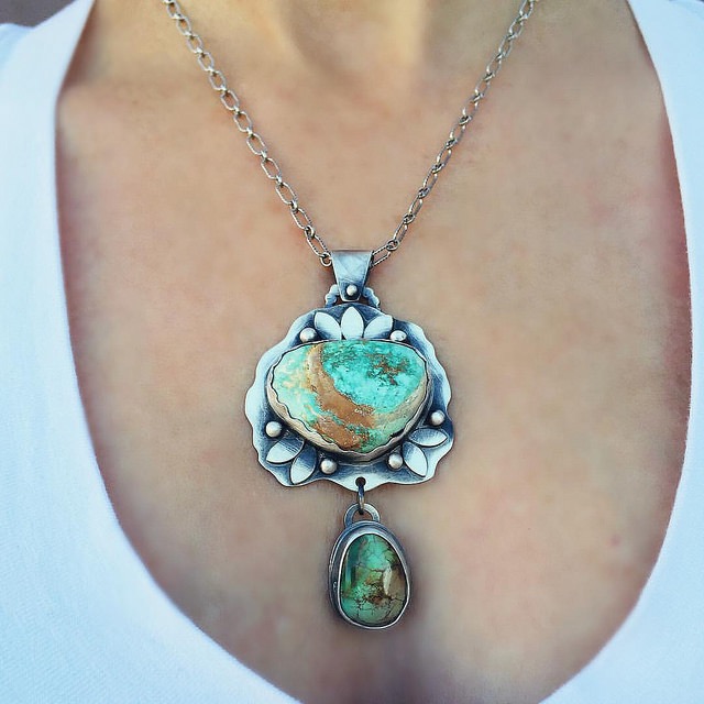 Boulder and Pilot Mountain turquoise necklace.