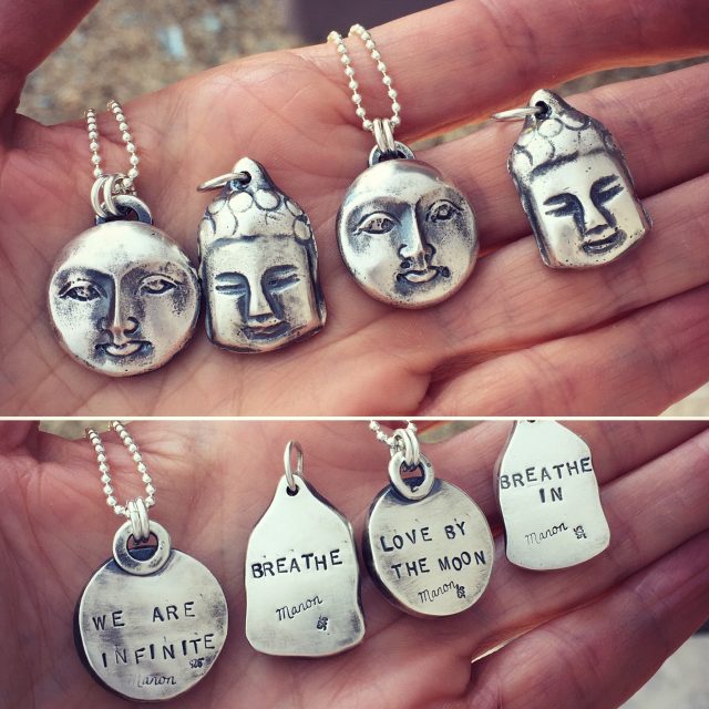 Silver moon necklaces and buddha necklaces