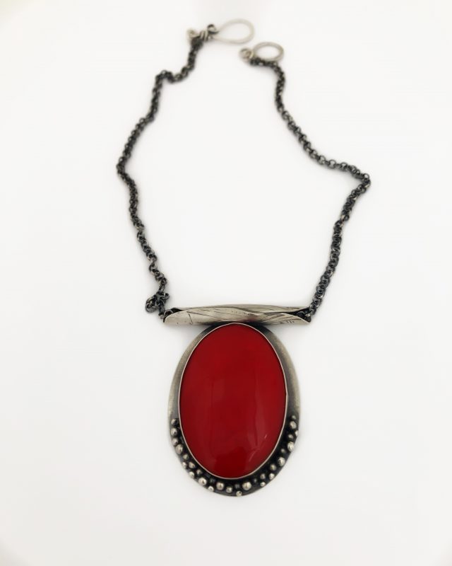 Red Coral Necklace sterling silver
